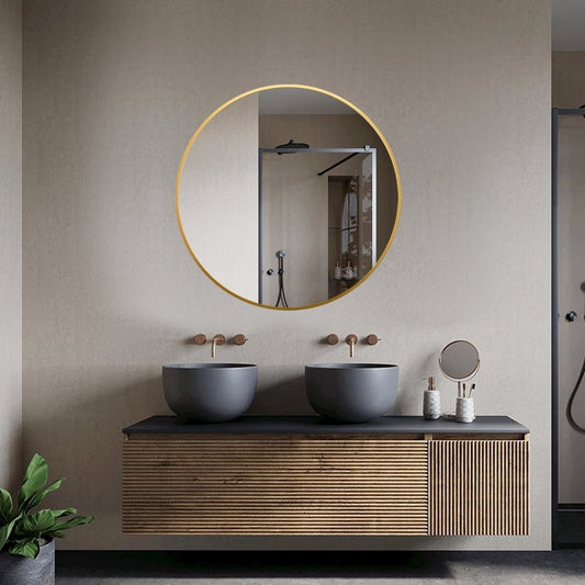 Espejo redondo 80 cm con marco dorado