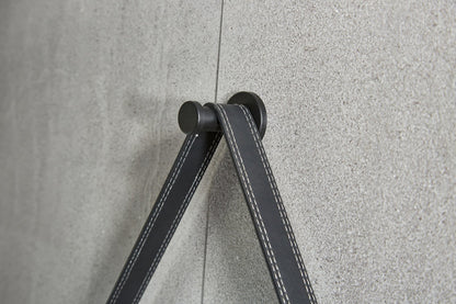 Espejo redondo 80 cm con correa de moda marco negro