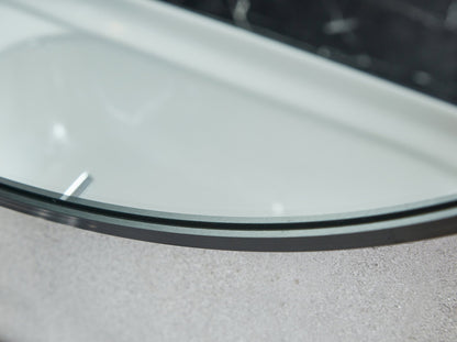 Espejo redondo 80 cm con correa de moda marco negro