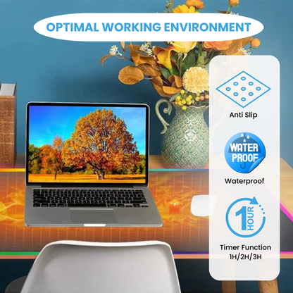 Verwarmde bureau onderlegger met draadloos oplaad functie en led