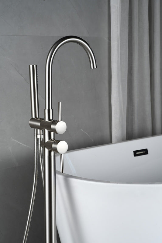 Mezclador de bañera independiente - incluye ducha de mano - cepillado