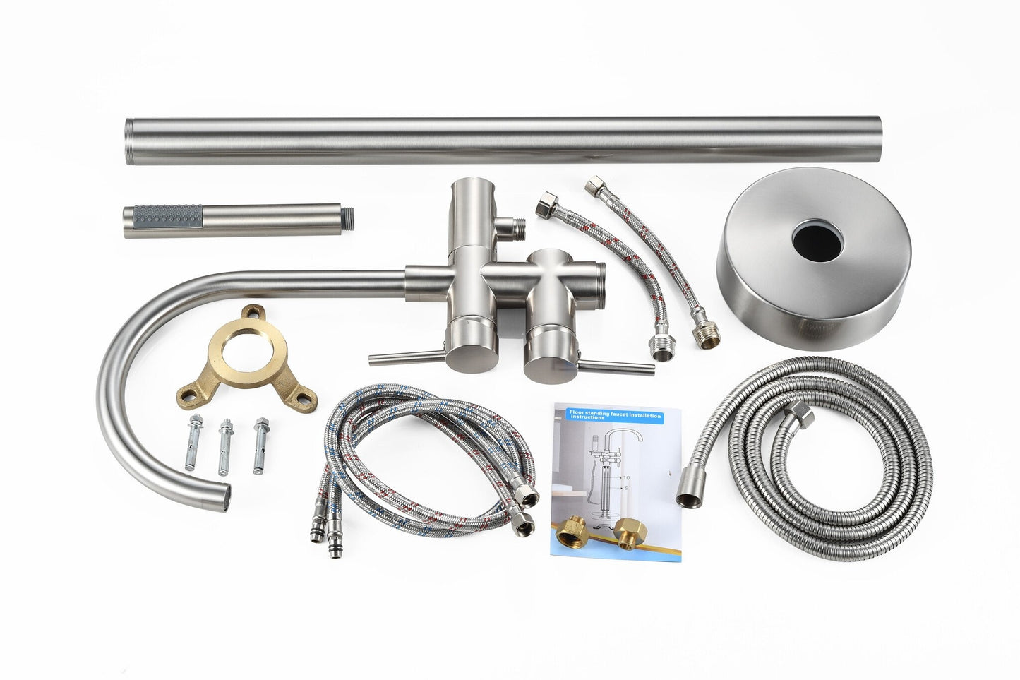 Mezclador de bañera independiente - incluye ducha de mano - cepillado