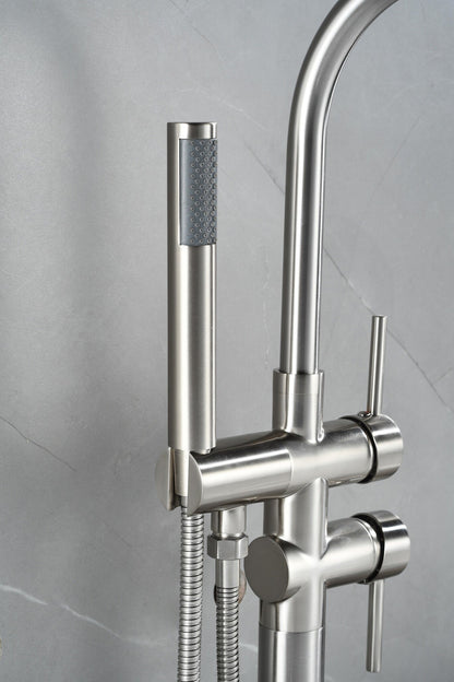 Mezclador de bañera independiente - incluye ducha de mano - cepillado