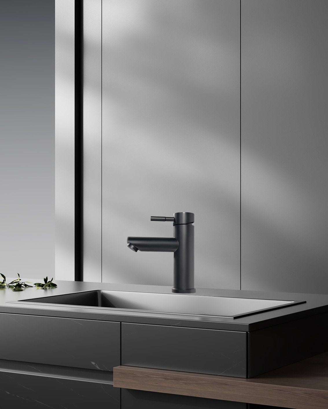 Grifo de lavabo negro mate