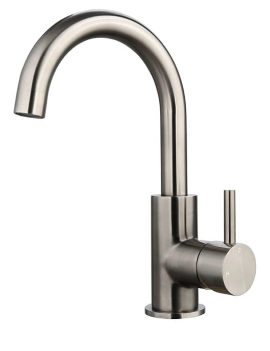 Grifo de lavabo Gun Metal con caño giratorio de 180 grados