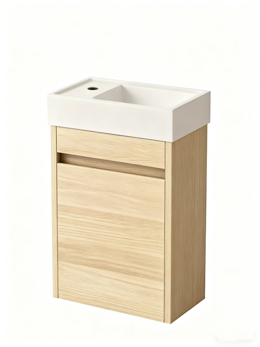 Mueble de baño Sophie de Nurion: lavabo blanco brillante y armario de madera blanca - 41 x 22,5 x 65