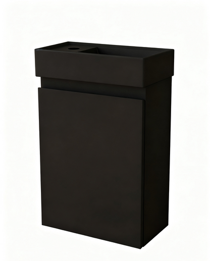 Mueble de baño Nurion Milan - lavabo negro mate y armario negro - 45 x 22,5 x 65 cm